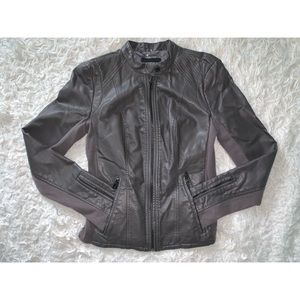 Express - Faux Leather ZIP Up Jacket - Gray